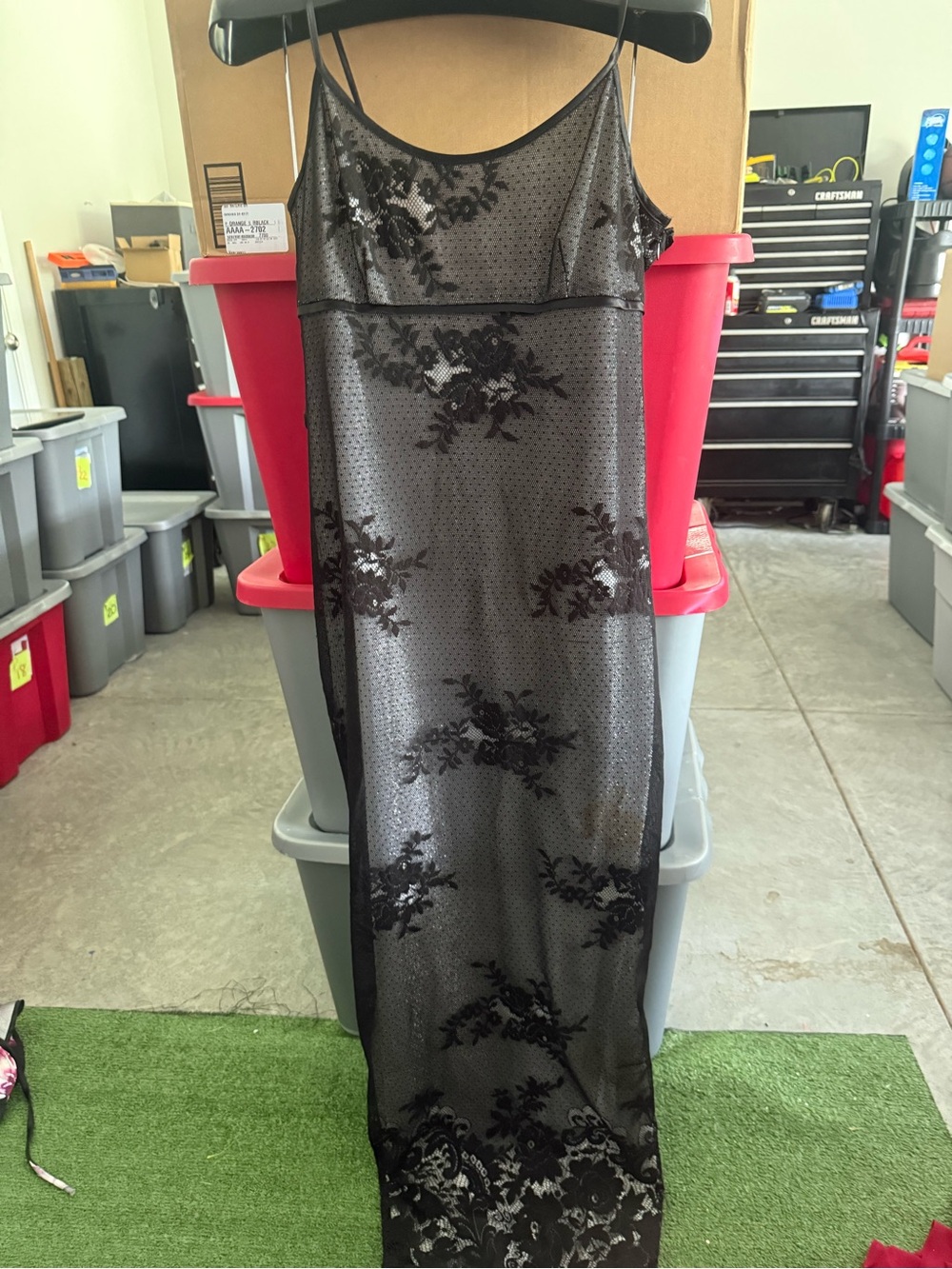Black Lace Overlay Slip Dress - Women p83